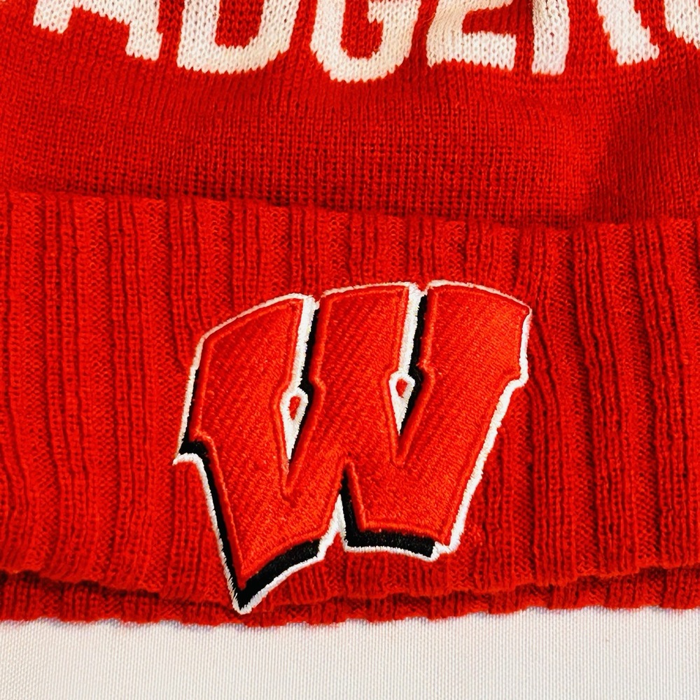 Wisconsin Badgers Knit Pom Beanie Lined New Era - Picture 2 of 8